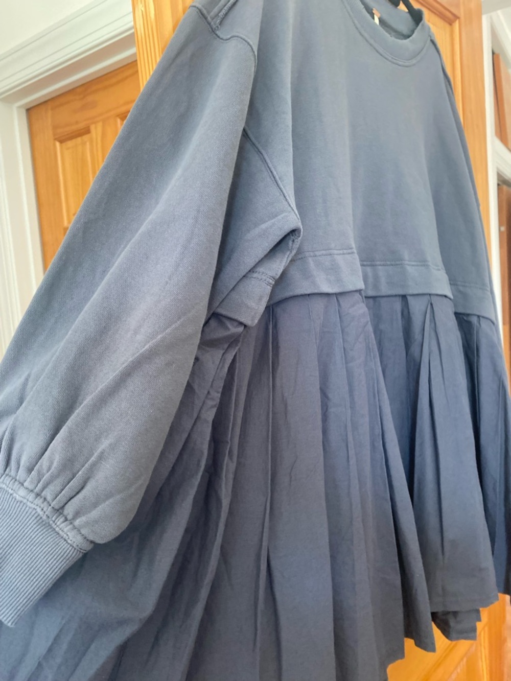 Free People Eleanor Sweatshirt Mini Dress Pleated Babydoll Oversized NWT S - Picture 4 of 15